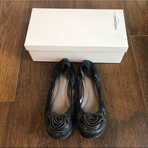 Halogen Haferris leather gunmetal flats size 10